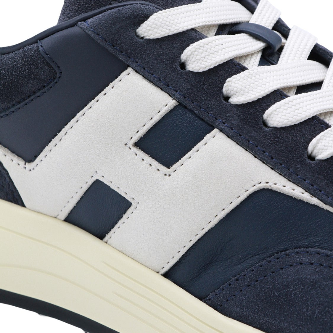 Hogan Navy Blue Suede And Leather Sneakers