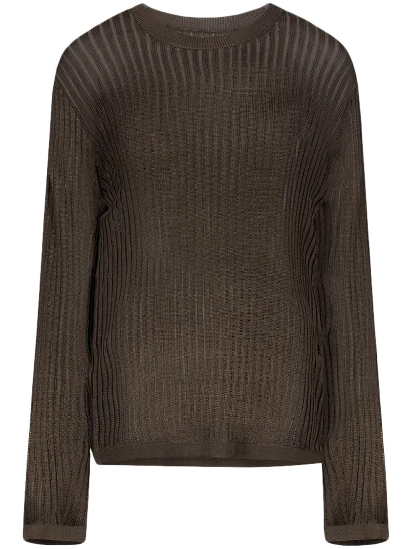 Loulou De Saison Ribbed Knit Sweater With Round Neckline