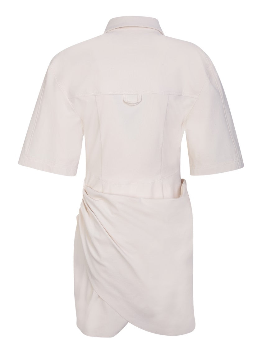Jacquemus Draped Design White Dress