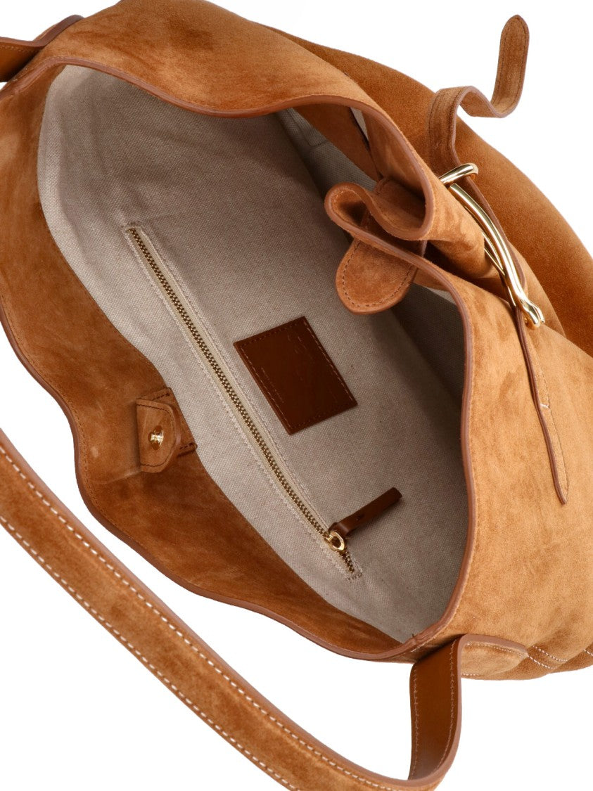 Liffner Brown Suede Adjustable Strap Bag