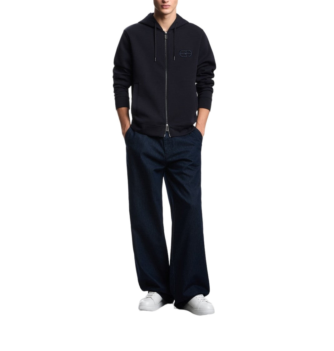 Emporio Armani Drawstring Hooded Zip-Up Sweatshirt With Embroidered Logo