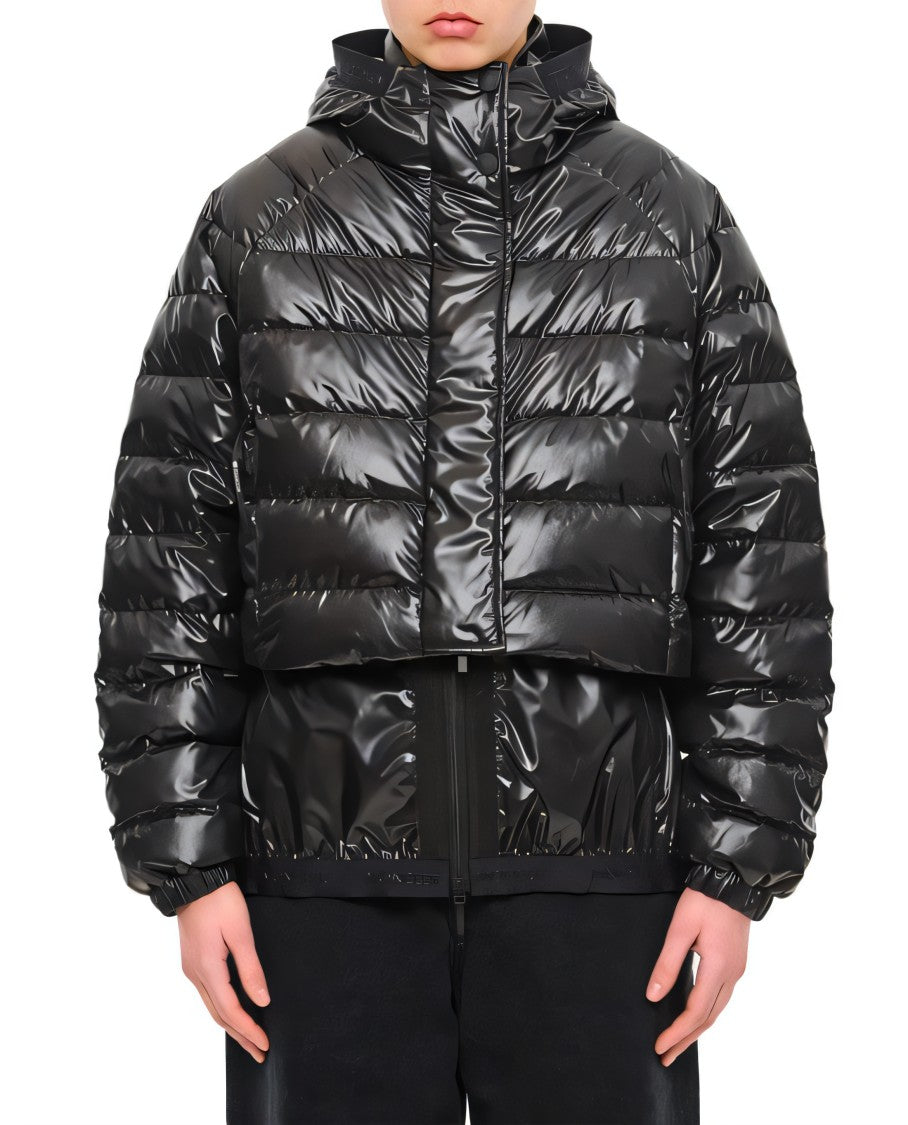 Moncler Cropped Puffer Jacket With Glossy Finish