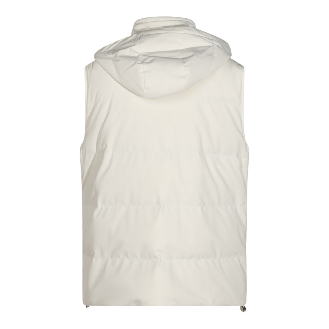 Montecore White Sleeveless High Collar Hooded Coat