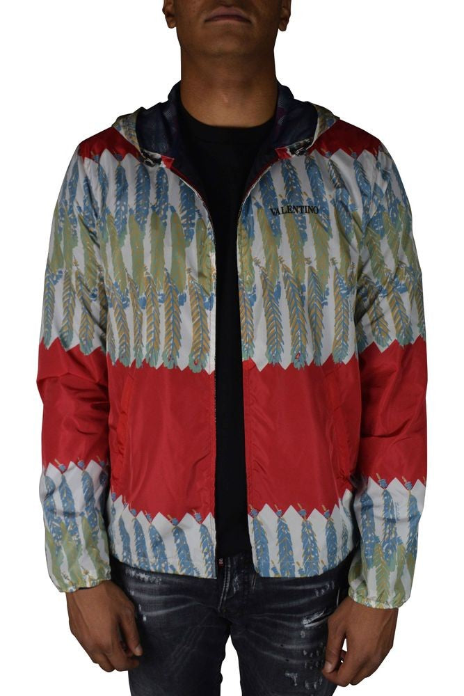 Valentino Garavani Leaf Print Nylon Jacket With Drawstring Hood