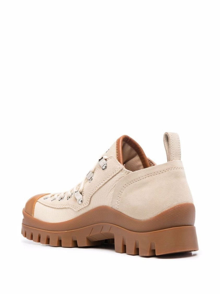 J. W. Anderson Beige Ankle Boots With Rugged Rubber Sole And Lace-Up Design