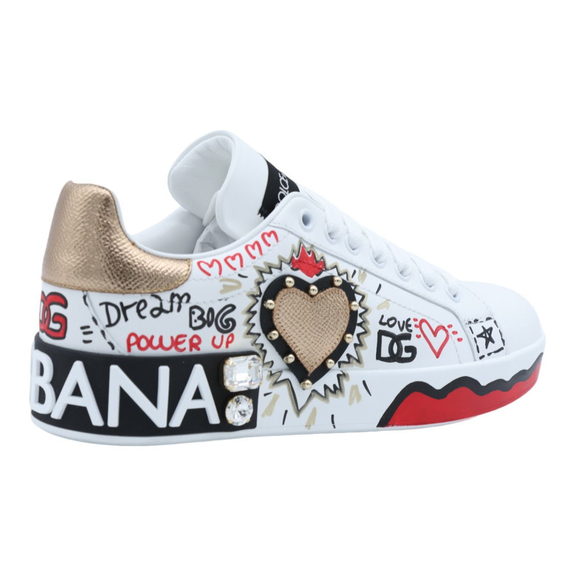 Dolce & Gabbana Graphic Statement Sneakers With Gold Accents