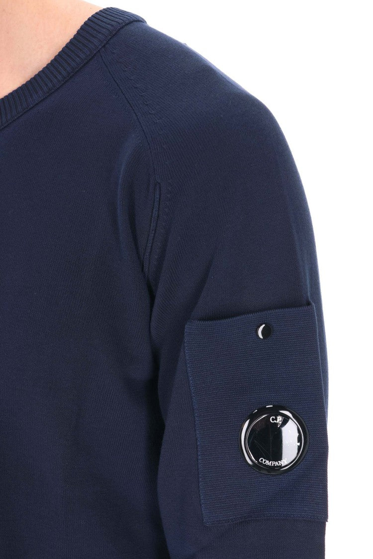 C.P. Company Blue Cotton Crepe Crewneck Sweater