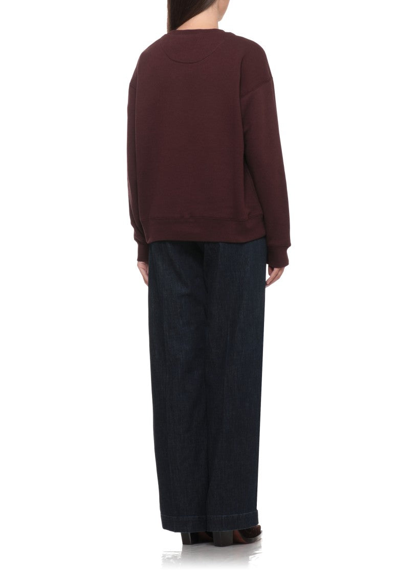Etro Bordeaux Cotton Sweatshirt With Contrasting Logo Print