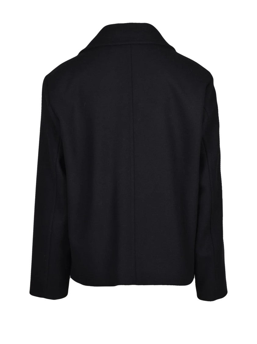 Jack & Jones Classic Black Peacoat With Double-Breasted Closure And Structured Collar