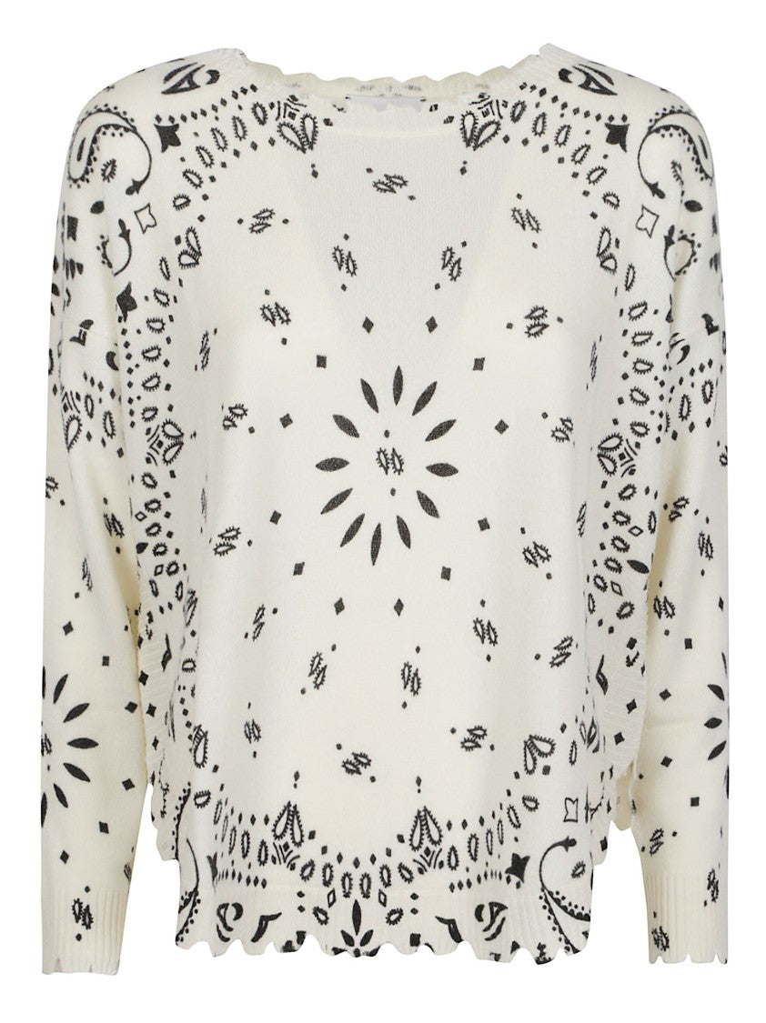 Kujten Mela Abba Bandana Scalloped Cashmere Sweater