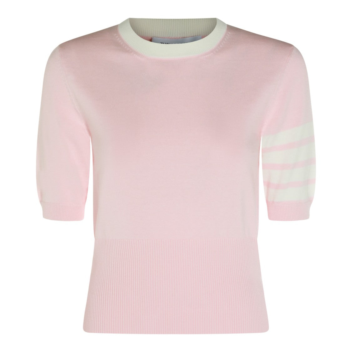Thom Browne Light Pink Cotton Knit Sweater With Unique Detailing