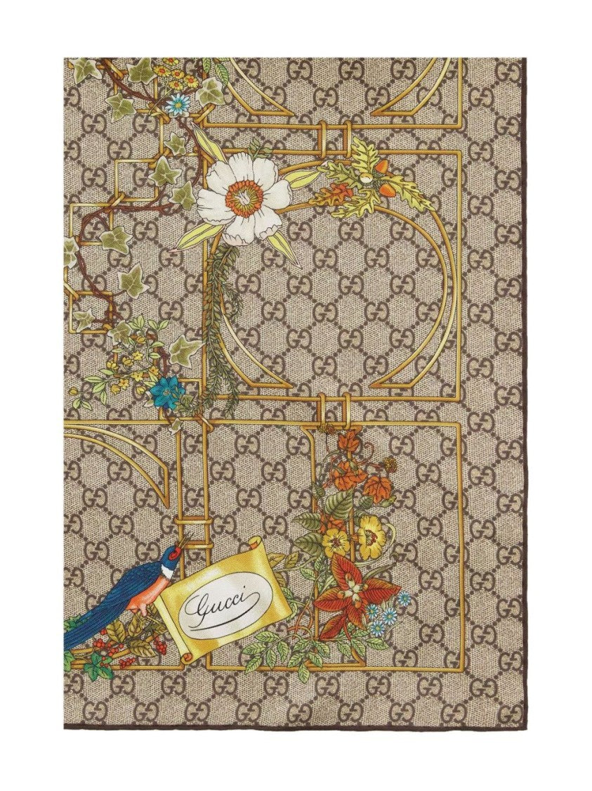 Gucci Animal Floral Silk Scarf
