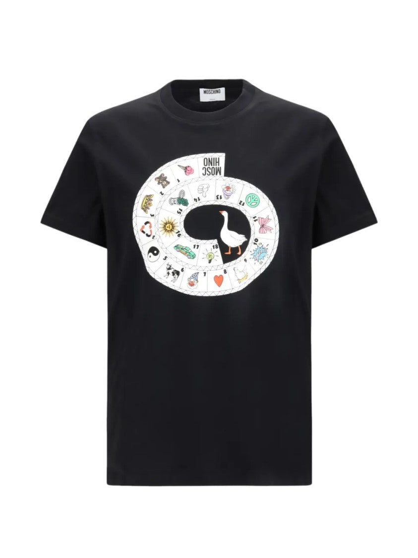 Moschino Graphic Spiral Design T-Shirt With Iconic Moschino Print