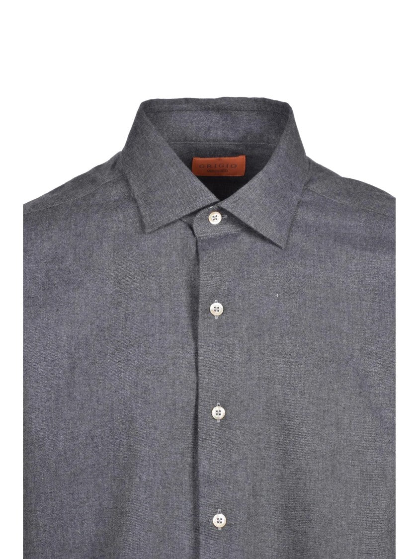 Grigio Grey Cotton Flannel Shirt