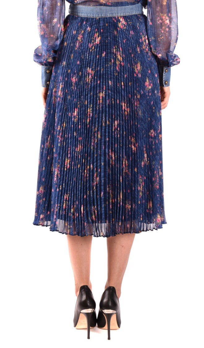 Philosophy Di Lorenzo Serafini Pleated Midi Skirt With Multicolor Floral Print