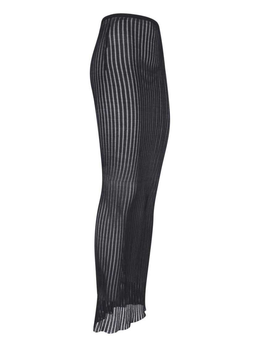 Dondup Black Lurex Knit Ribbed Midi Skirt