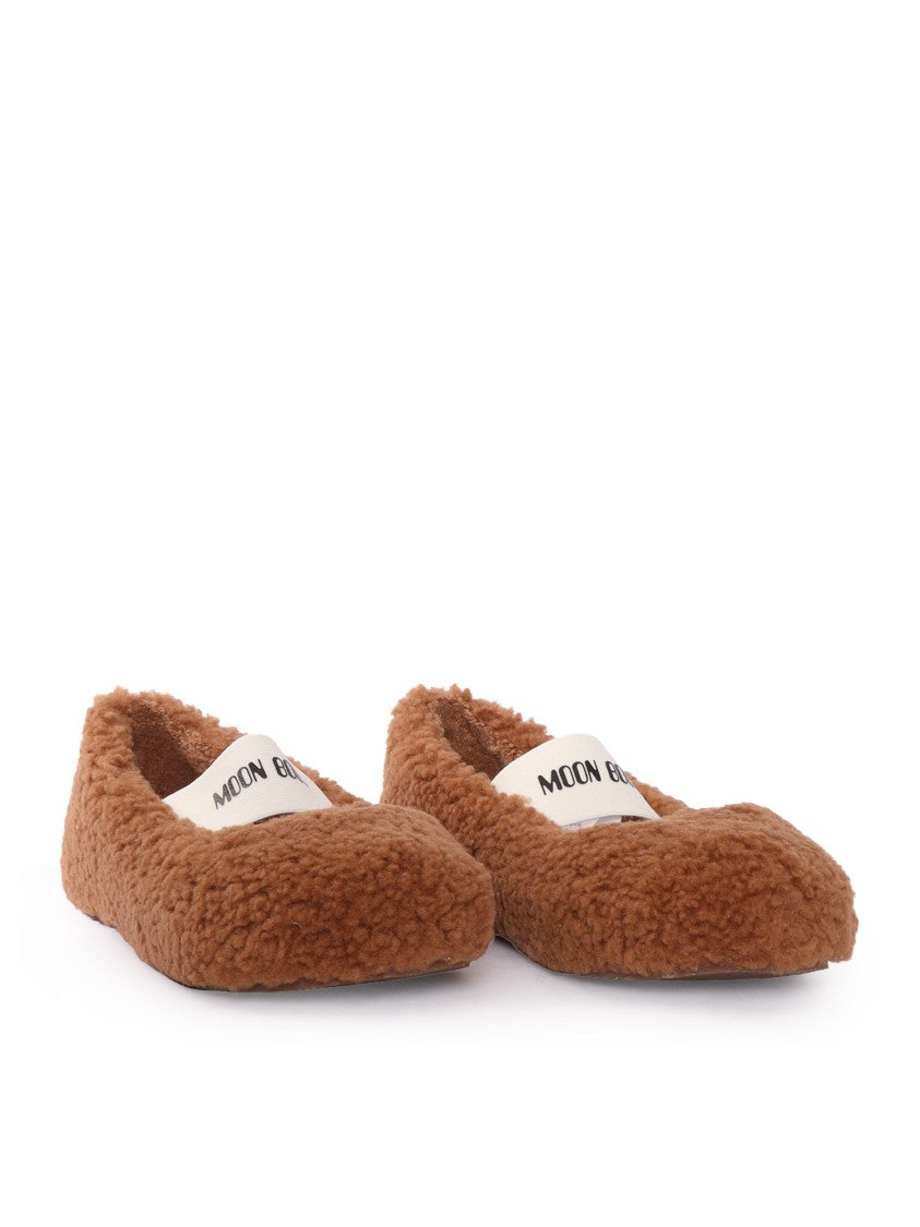 Moon Boot Mb Shearling Branded Elastic Flats
