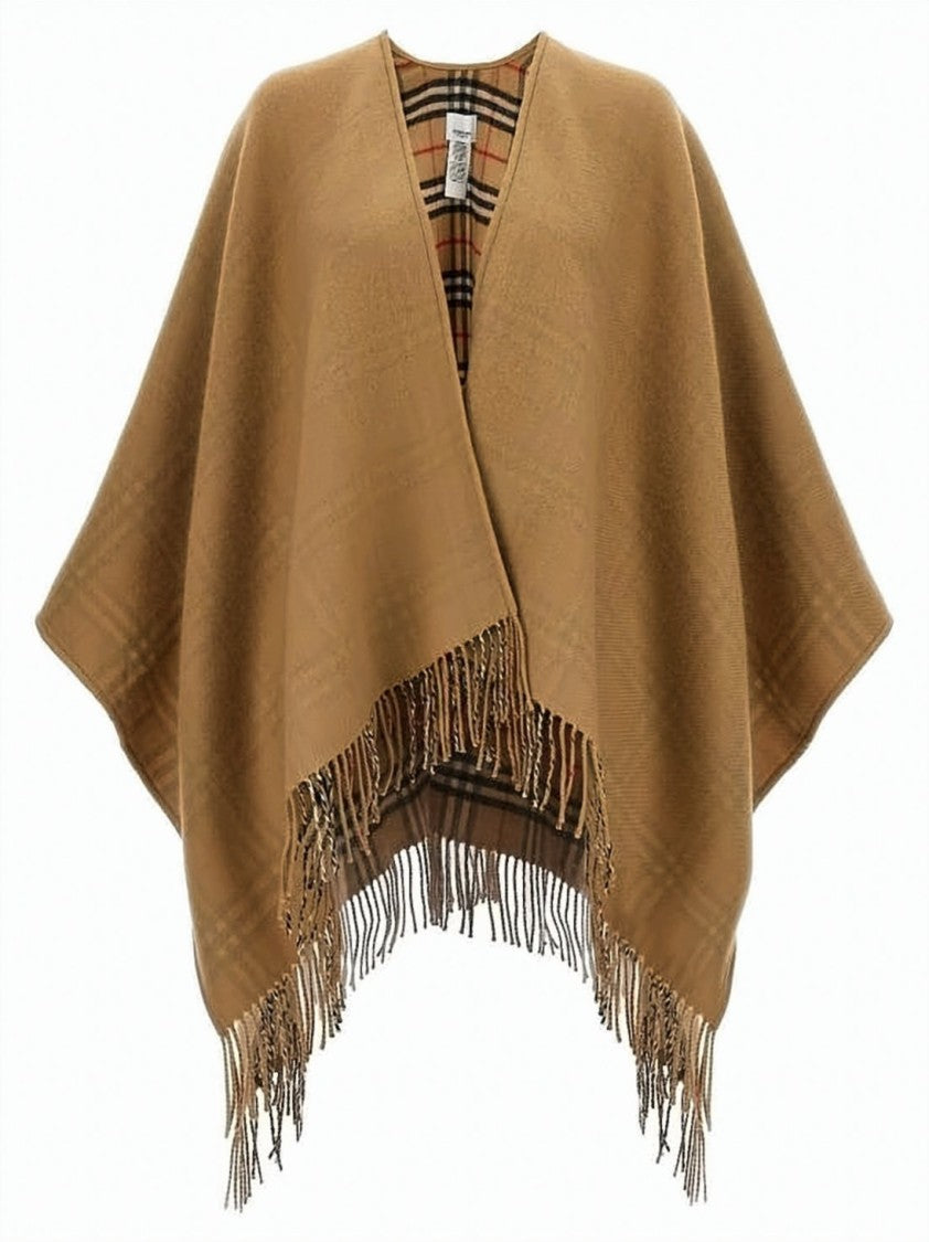 Burberry Reversible Wool Cape With Classic Plaid