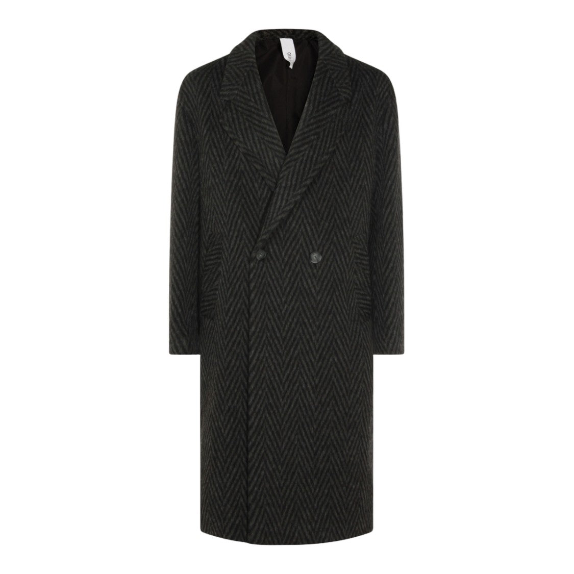 Hevo Tailored Long Coat With Herringbone Pattern