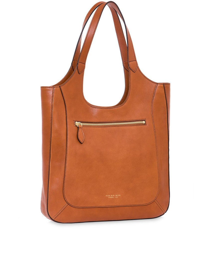 The Bridge Spacious Leather Tote Bag With Gold-Tone Zipper