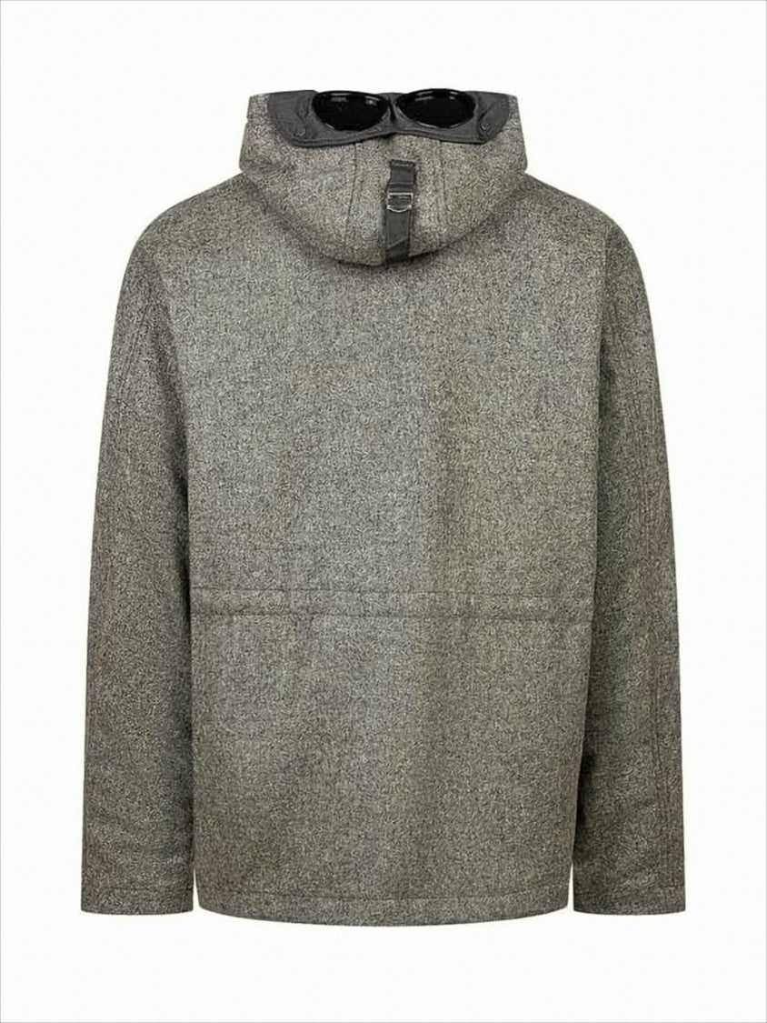 C.P. Company Textured Wool Jacket With Integrated Goggles And Round Lens Patch