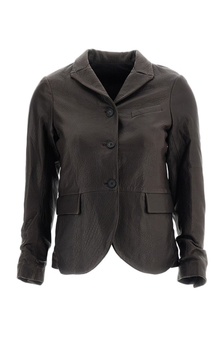 Bergfabel Brown Leather Tyrol Drop-Shoulder Jacket