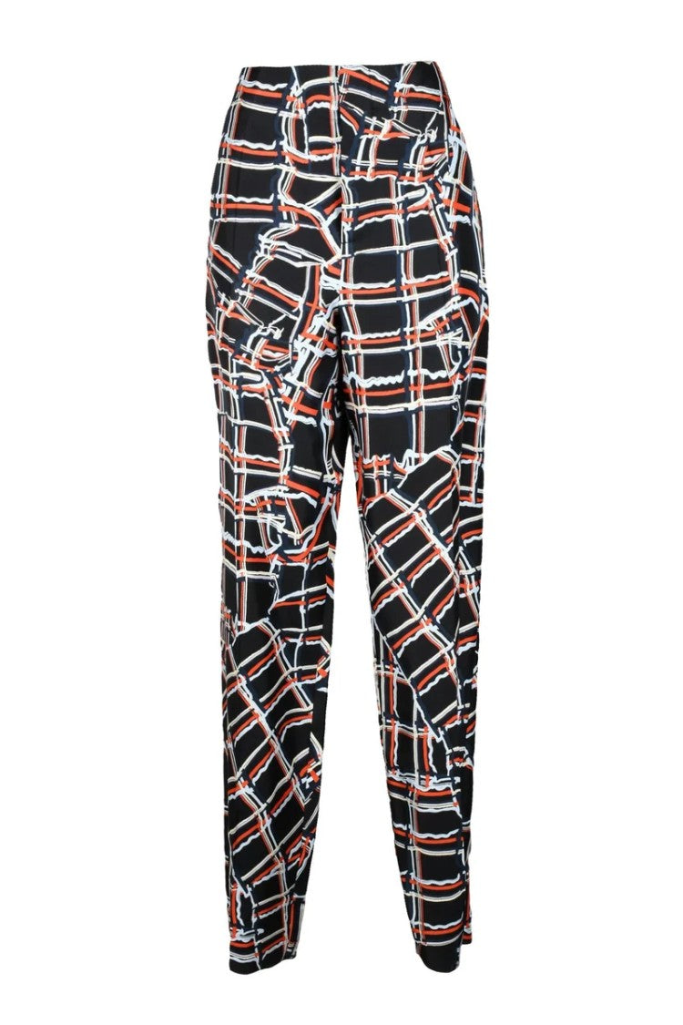 Bottega Veneta Silk Pants - Black/Orange