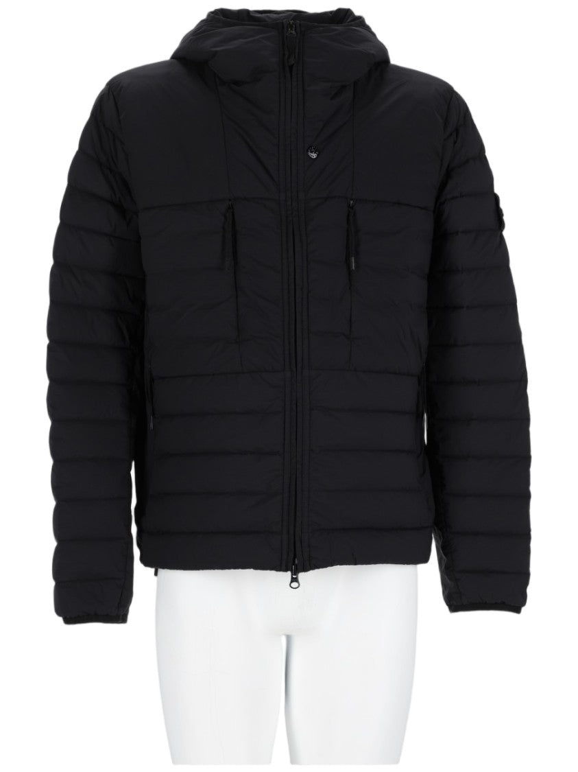 Stone Island Matte Finish Padded Jacket With Hood And Water-Resistant Coating