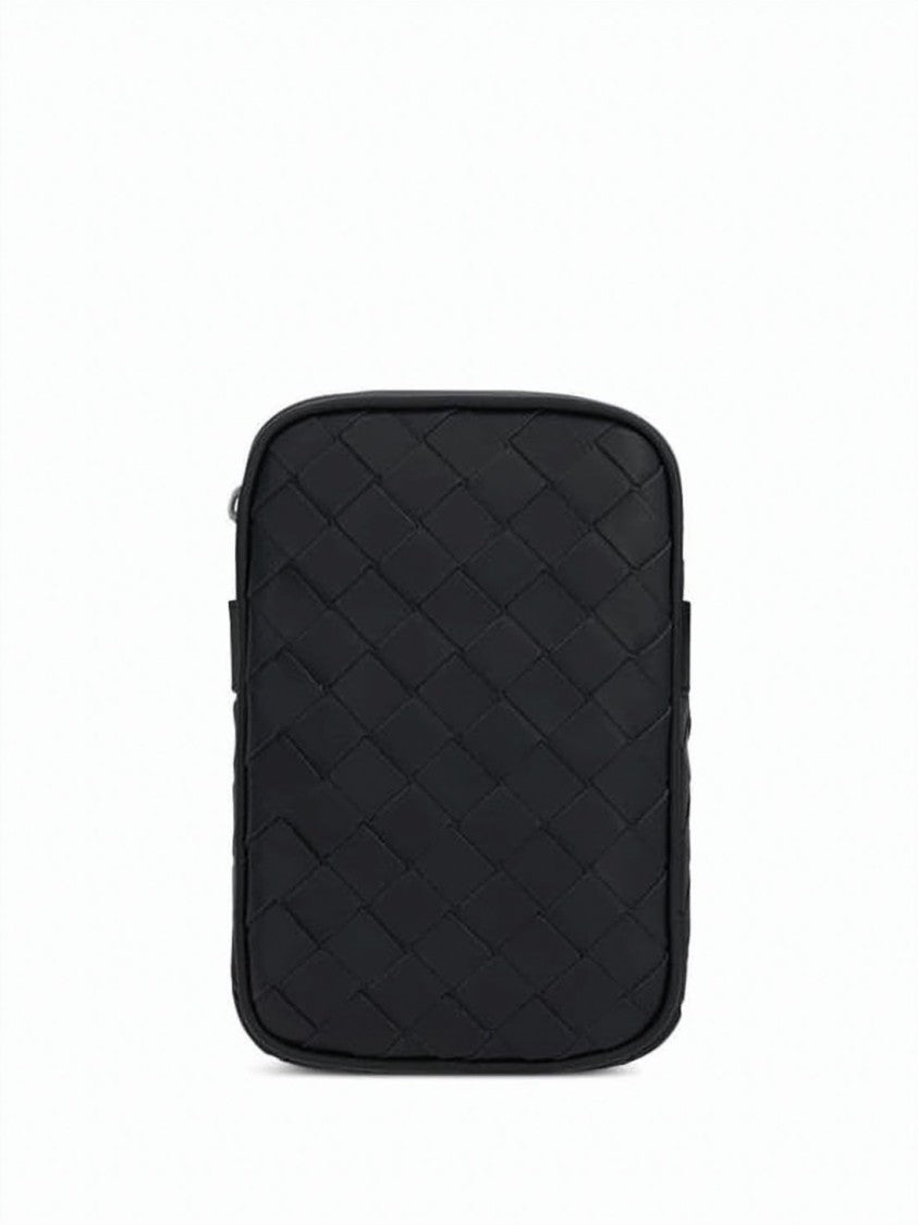 Bottega Veneta Intricate Woven Black Crossbody Bag