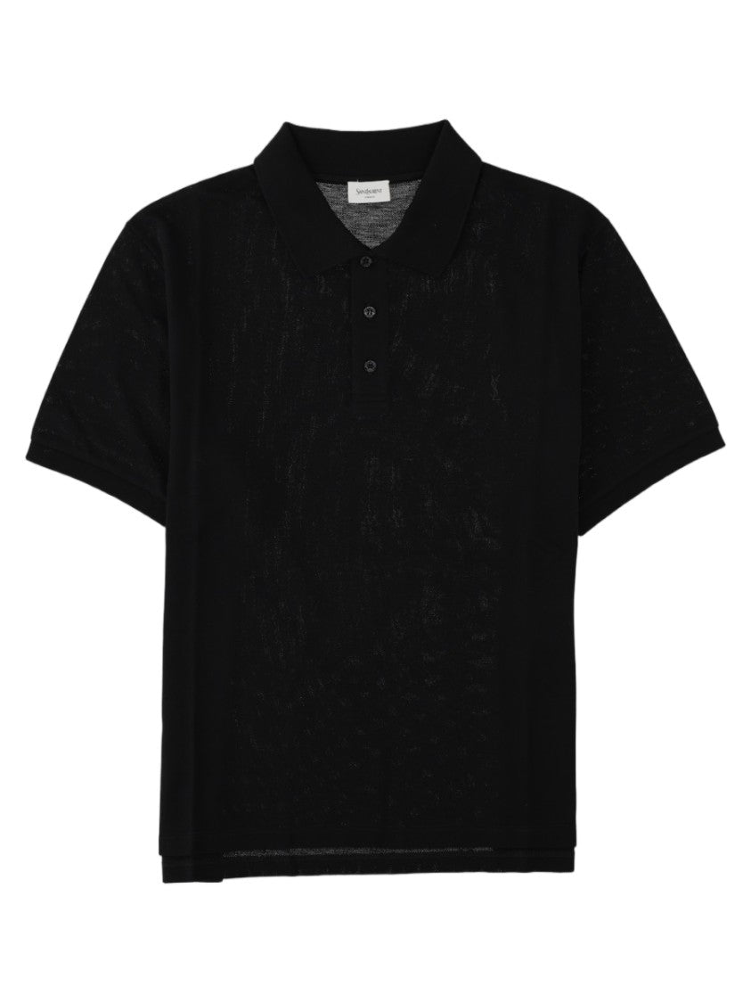 Saint Laurent Cassandre Short-Sleeve Cotton Polo Shirt