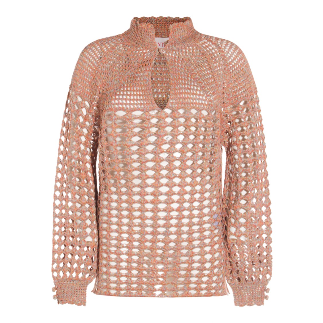 Valentino Ocra Linen High Collar Top