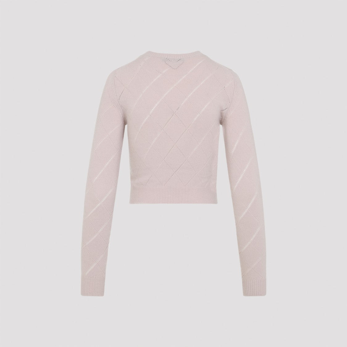 Prada Cropped Cashmere Sweater With Subtle Diamond Pattern