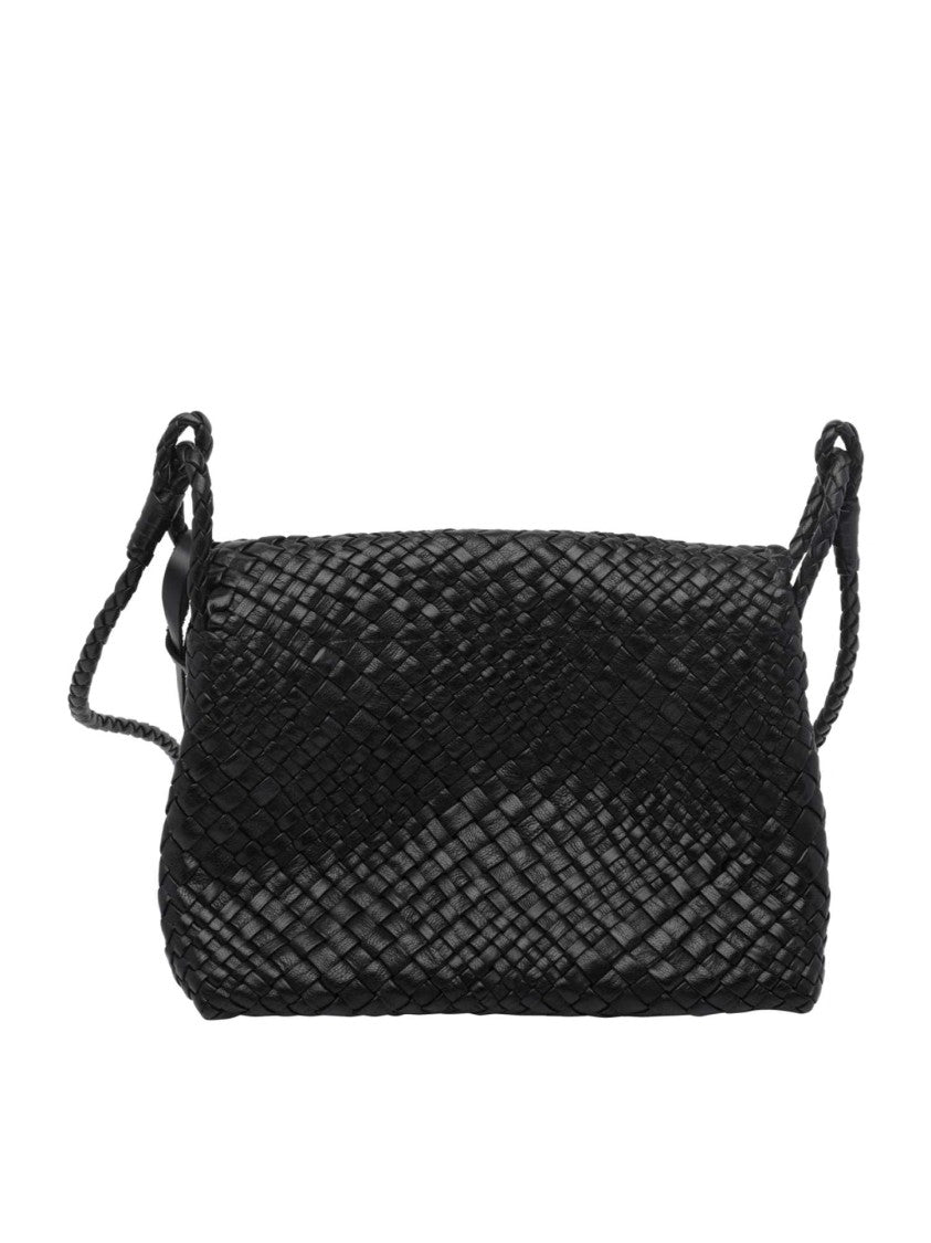 Ibeliv Black Paris Woven Leather Shoulder Bag