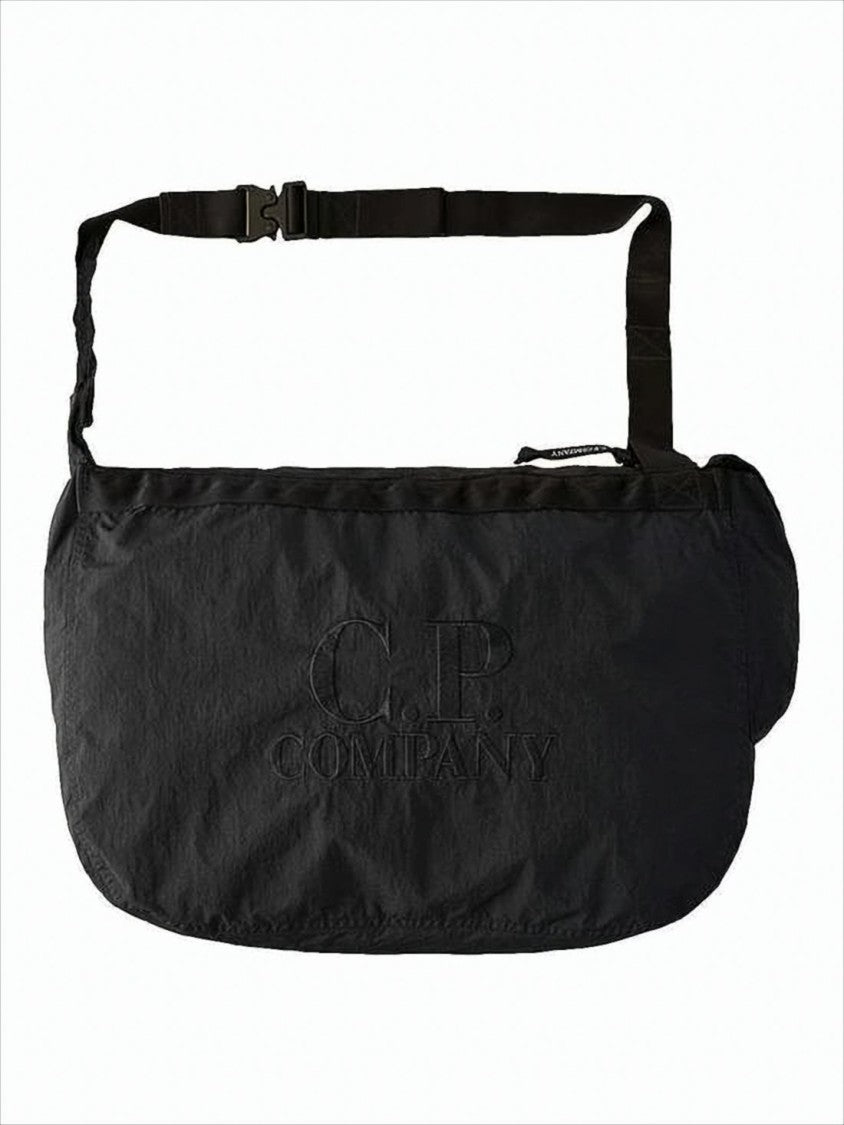 C.P. Company Minimalist Black Polyamide Shoulder Bag With Adjustable Strap