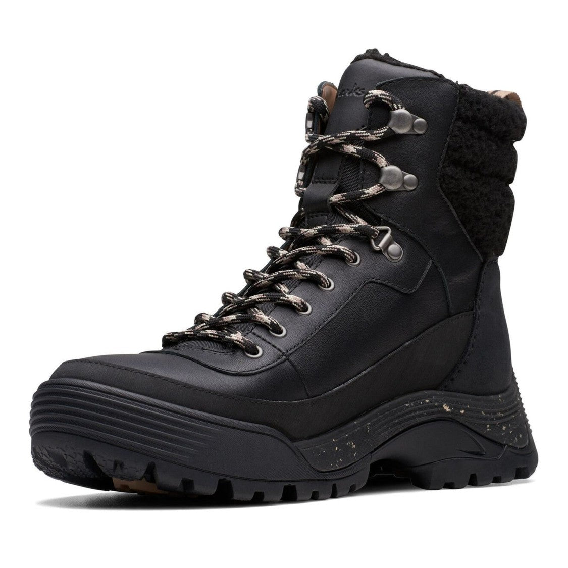 Clarks Black Atlhiketop Gtx Padded Collar Rugged Sole Leather Ankle Boots