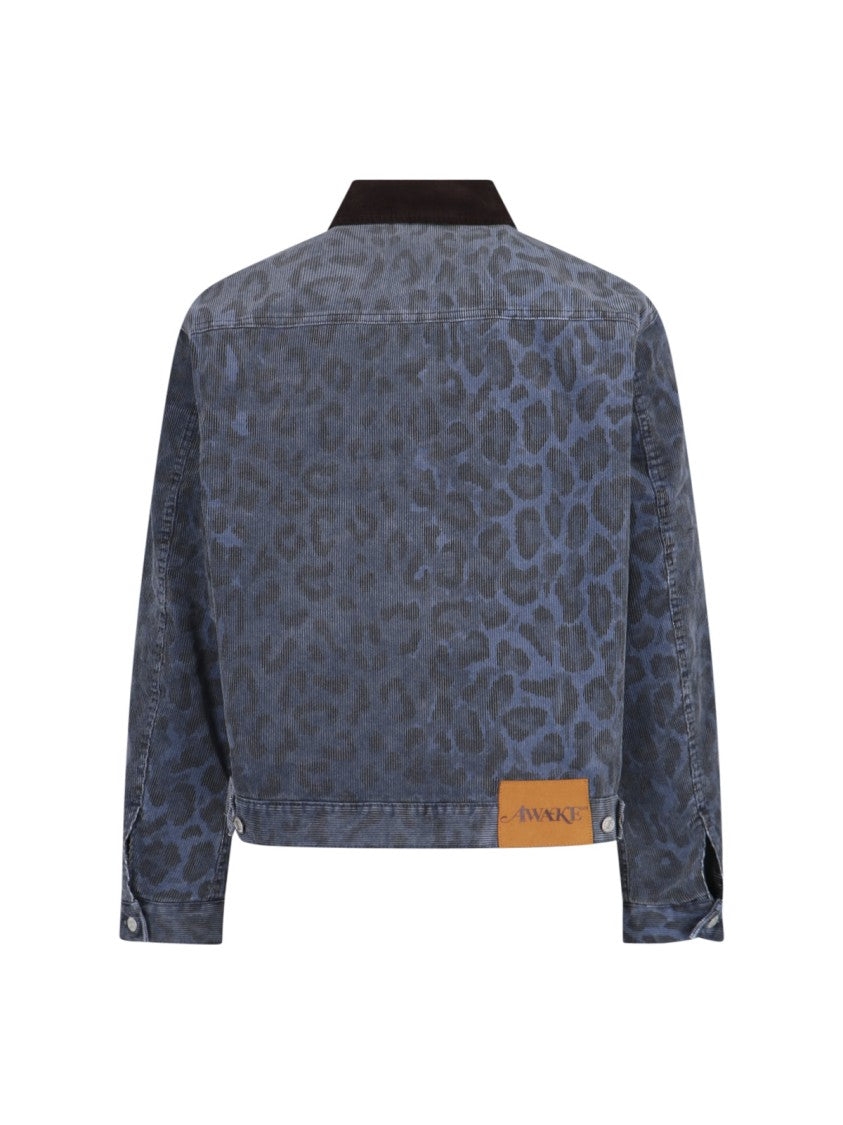 Awake Ny Leopard Print Work Jacket – Navy