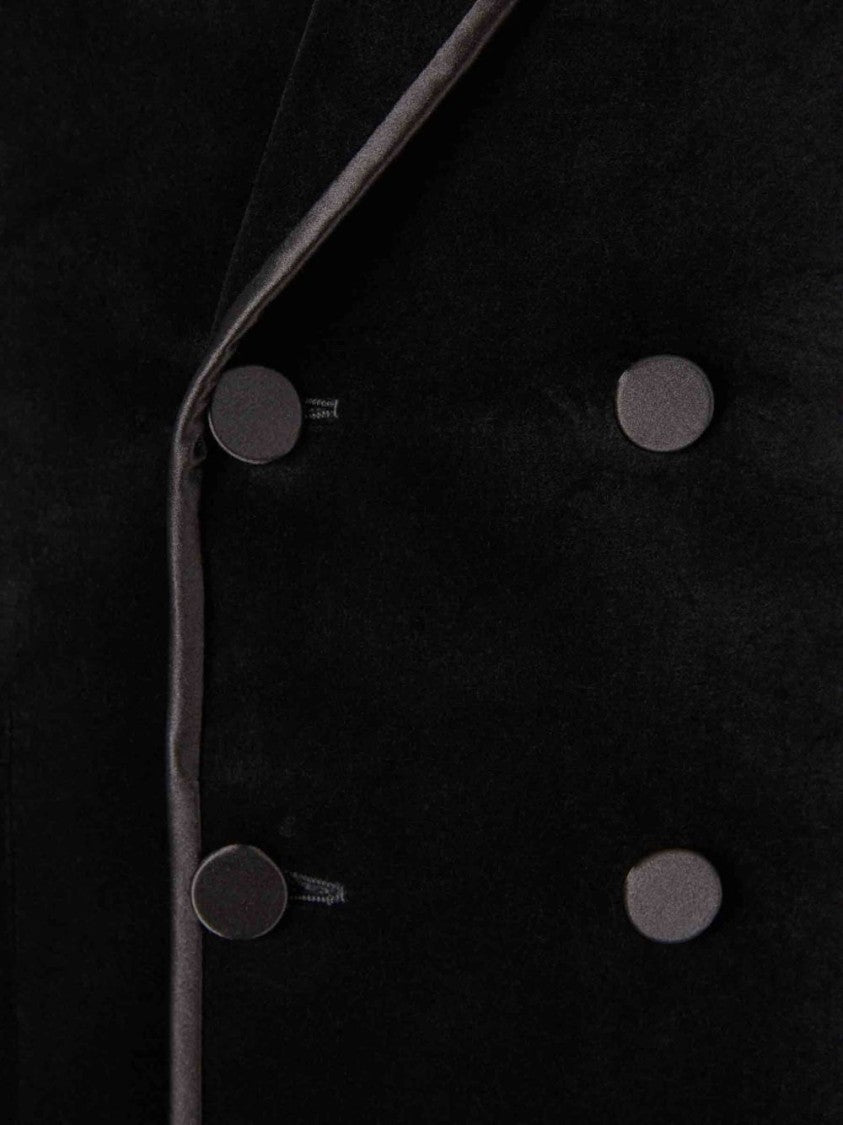 Tom Ford Double-Breasted Black Jacket With Satin Piping And Covered Buttons