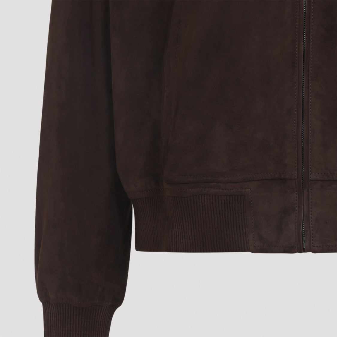 Ralph Lauren X Purple Label Dark Brown Lamb Suede Jacket With Ribbed Finish