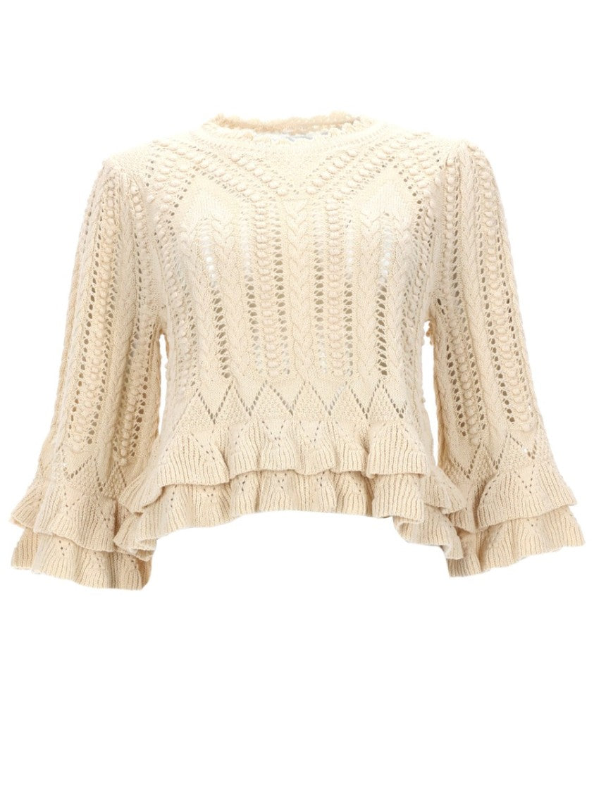 Isabel Marant Étoile Norma Cropped Openwork Knit Top