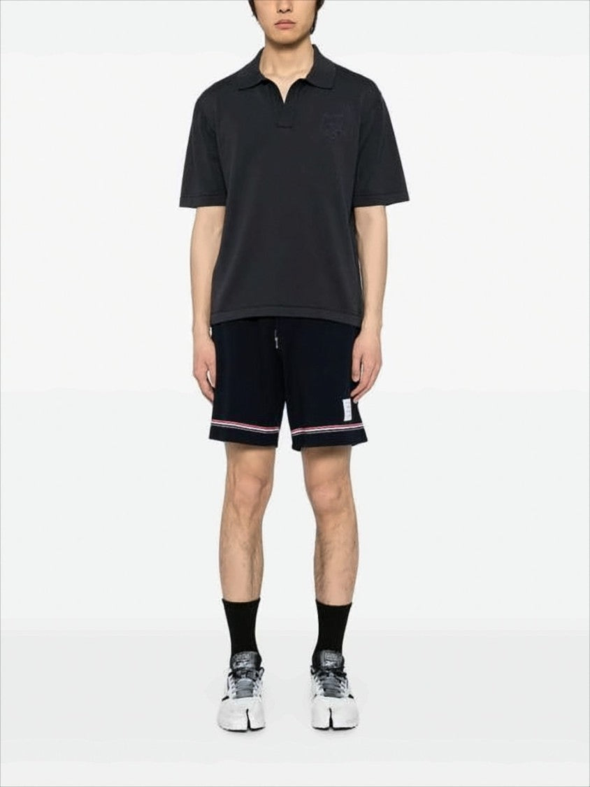 Maison Kitsuné Textured Cotton Polo Shirt With Classic Collar And Embroidered Fox Emblem