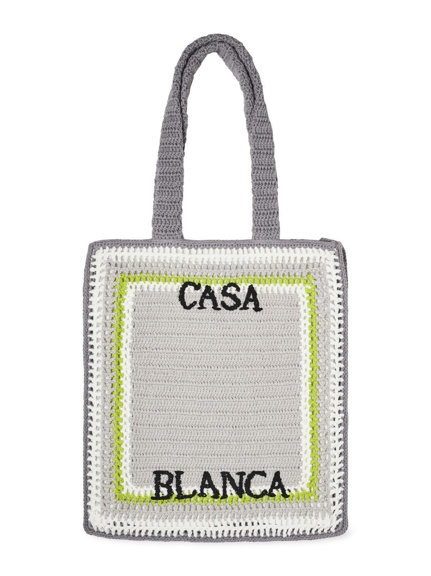 Casablanca Rectangular Crochet Bag With Striped Pattern And Embroidery