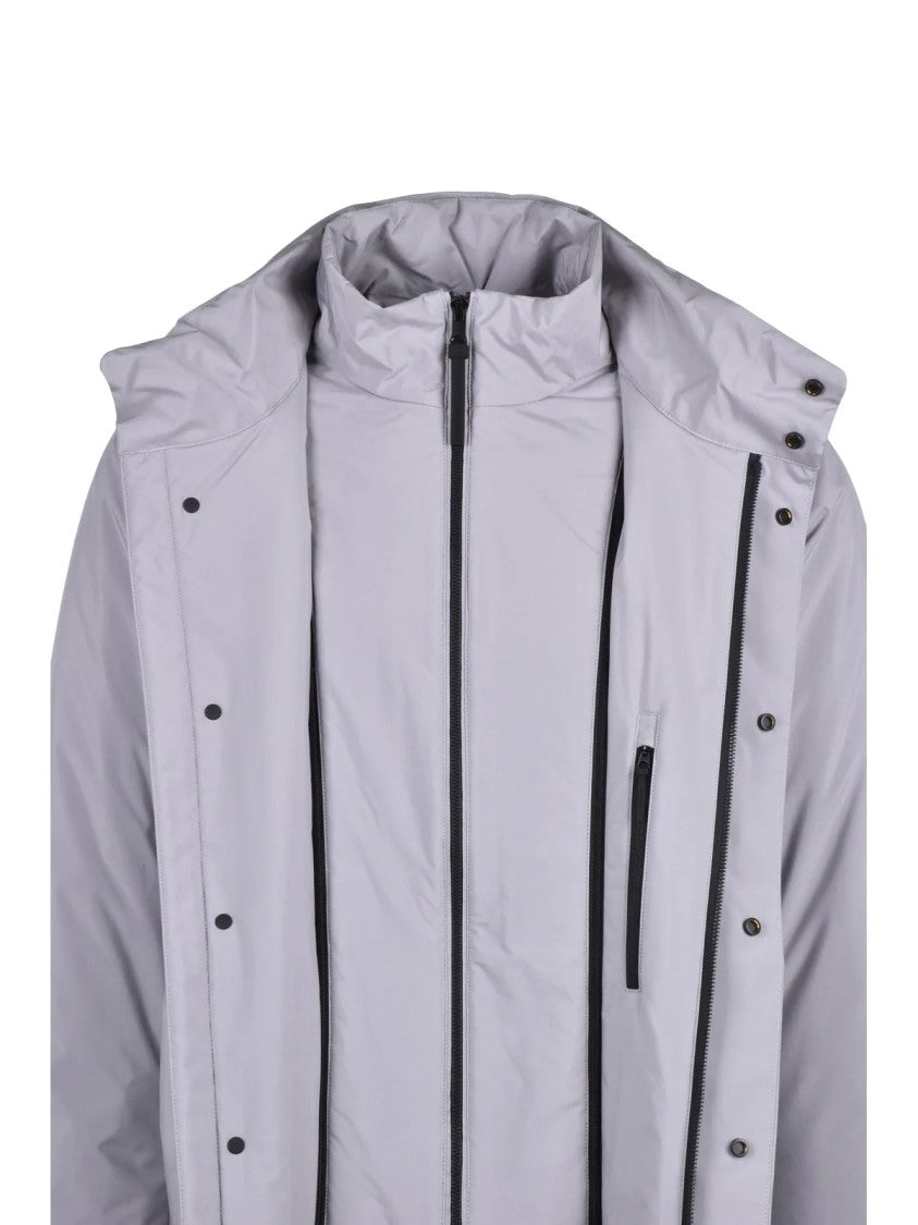 People Of Shibuya Light Grey Itoku Padded Removable Bib Polyester Parka