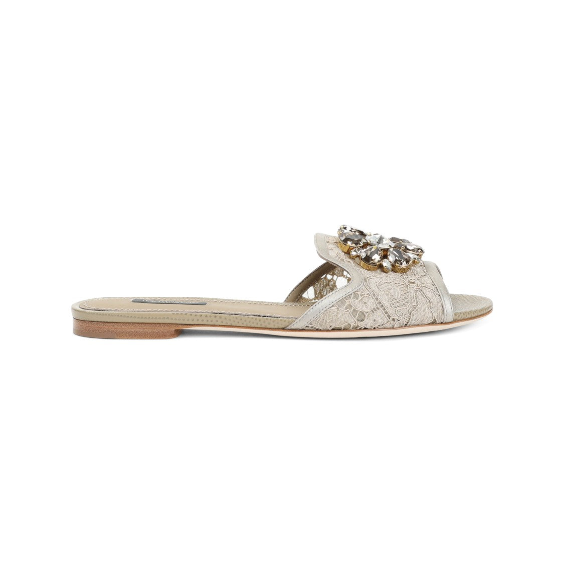 Dolce & Gabbana Beige Lace Flat Sandals