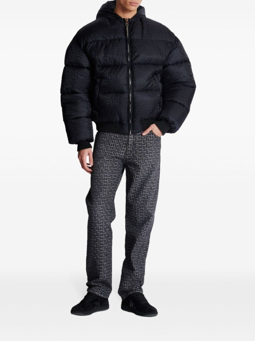 Balmain Signature Monogram Print Padded Jacket