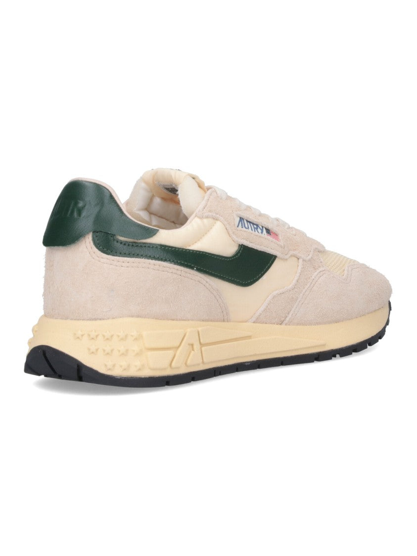 Autry Vintage-Inspired Beige Sneakers With Multi-Color Logo Accents