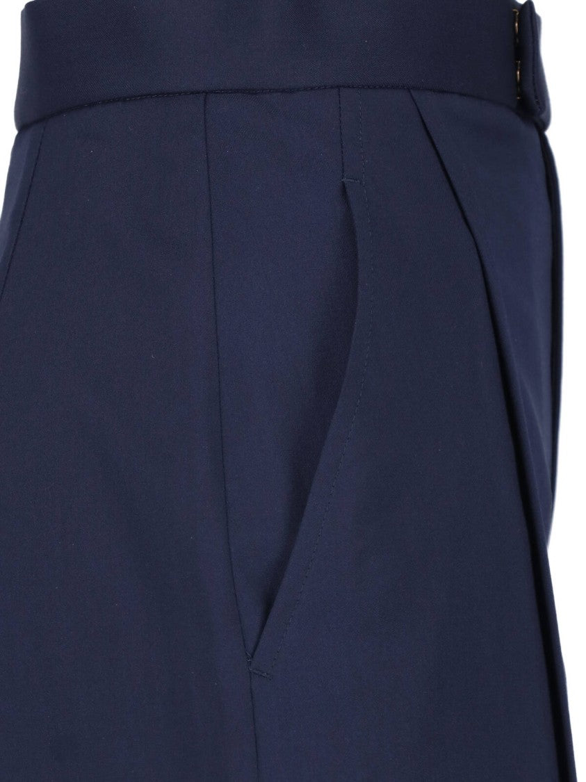 Vivienne Westwood Blue Front Pleats Virgin Wool Wide-Leg Trousers