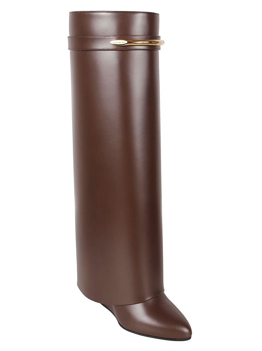 Givenchy Calf Leather Boots With Minimalist Design And Gold Accent