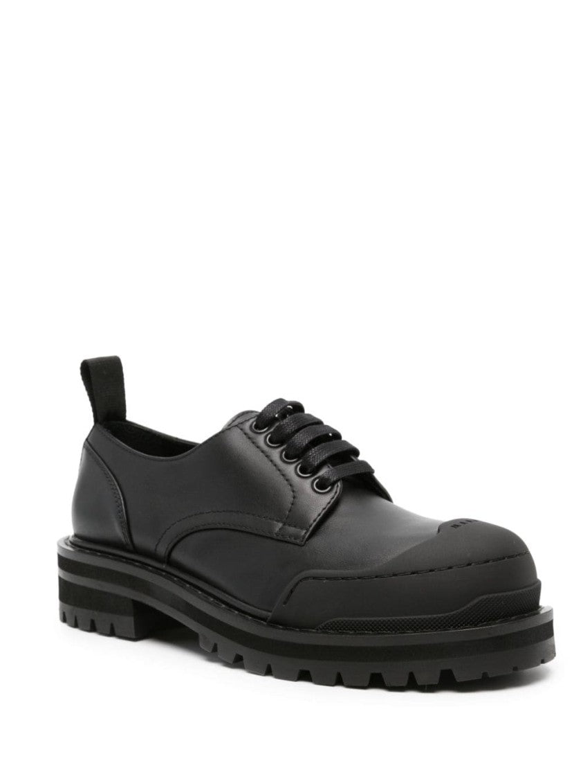 Marni Logo-Tab Lace-Up Black Shoes