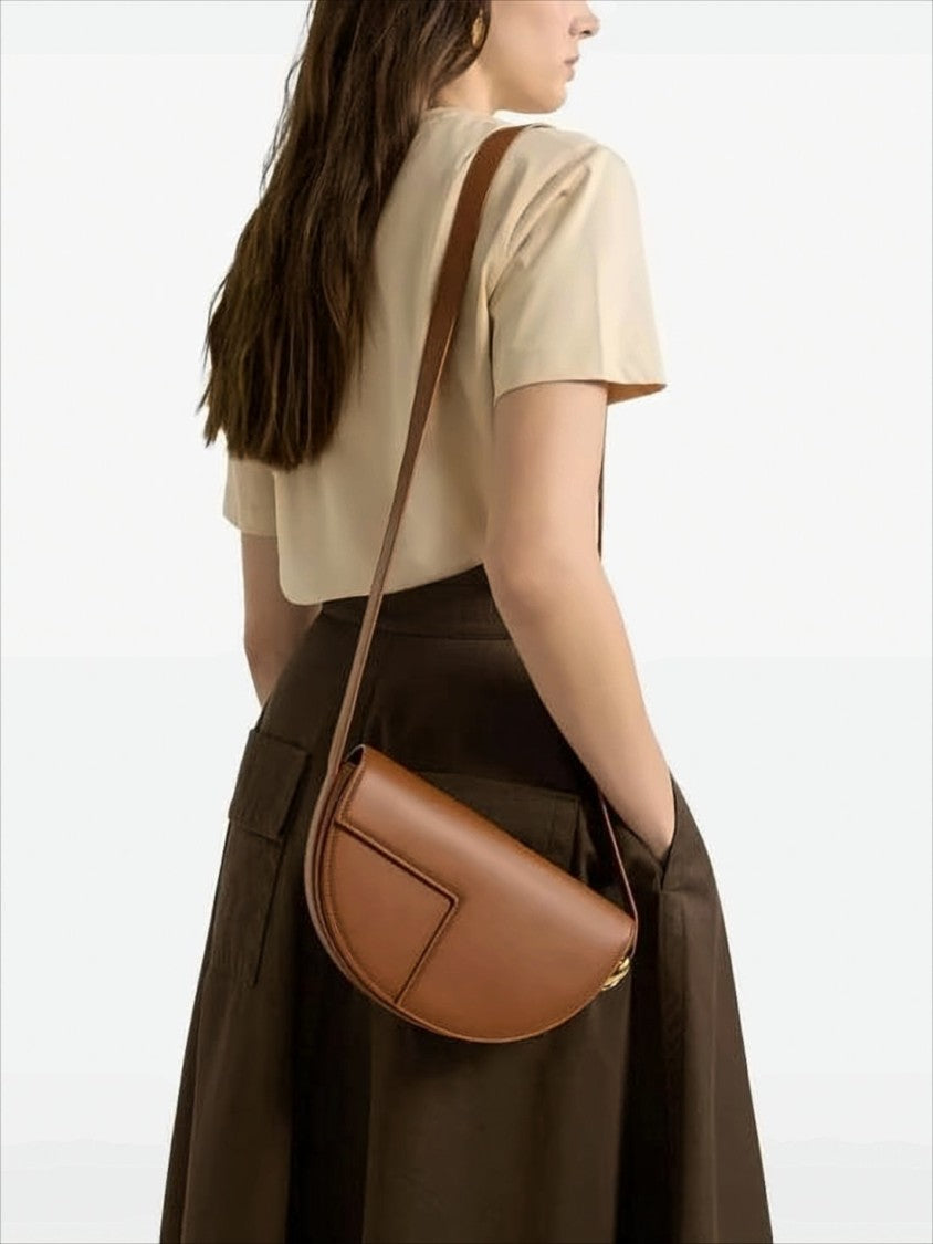 Patou Semi-Circular Shoulder Bag With Geometric Flap