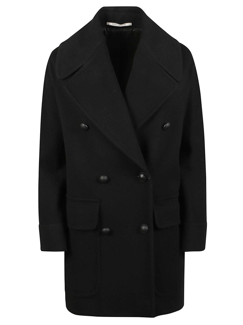 Tagliatore Lillian Double-Breasted Black Virgin Wool-Cashmere Coat